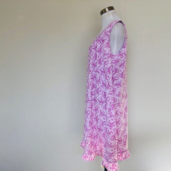 Pink Ruffled Hem and Collar Floral Nightgown Pullover Celestial Dream Large - Picture 3 of 11